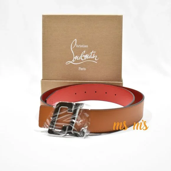 Christian Louboutin Brown leather CL logo Belt CL Logo - Belt - Patinated calf leather - Havane - Christian  main image 4
